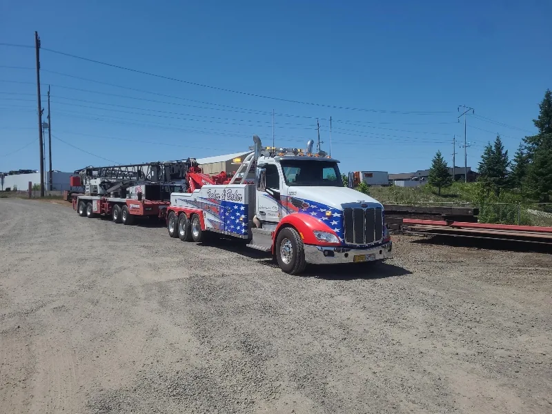 Baker and Baker branded heavy duty crane truck ready for towing and recovery
